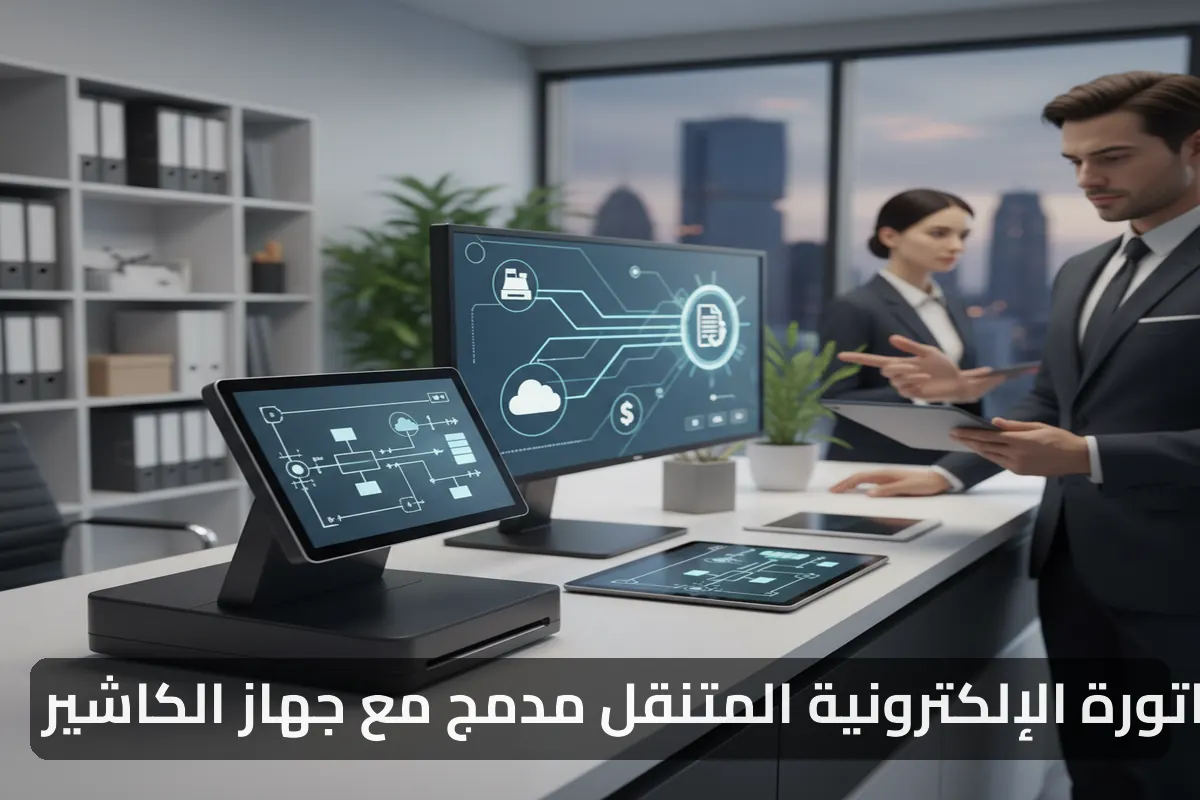 جهاز الفاتورة الإلكترونية المتنقل مدمج مع جهاز الكاشير
